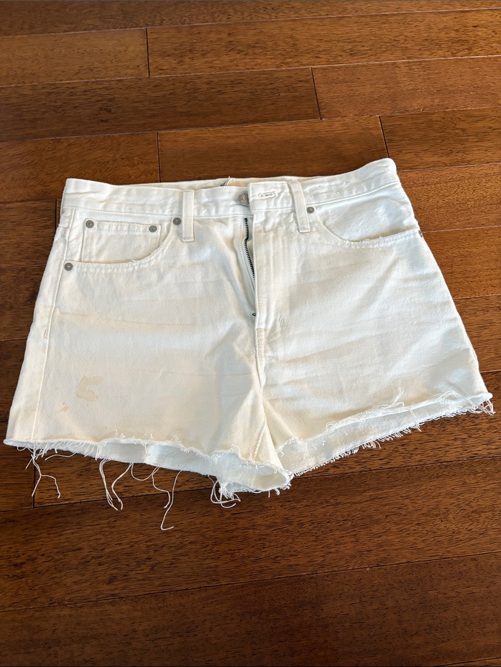 Madewell White Frayed-Hem Denim Cutoff Shorts